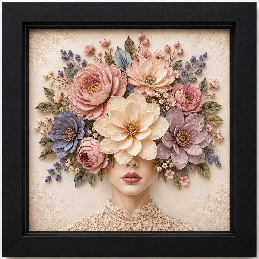 8 X 8 Black Framed Floral Portrait 209 F
